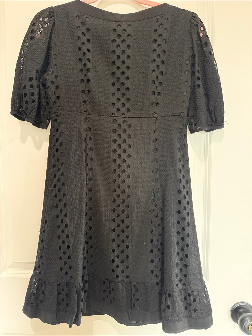 Nanette Lepore Black Eyelet Button-Front Mini Dress - Picture 7 of 8